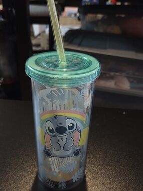 Disney Stitch Rainbow Travel Tumbler with Straw